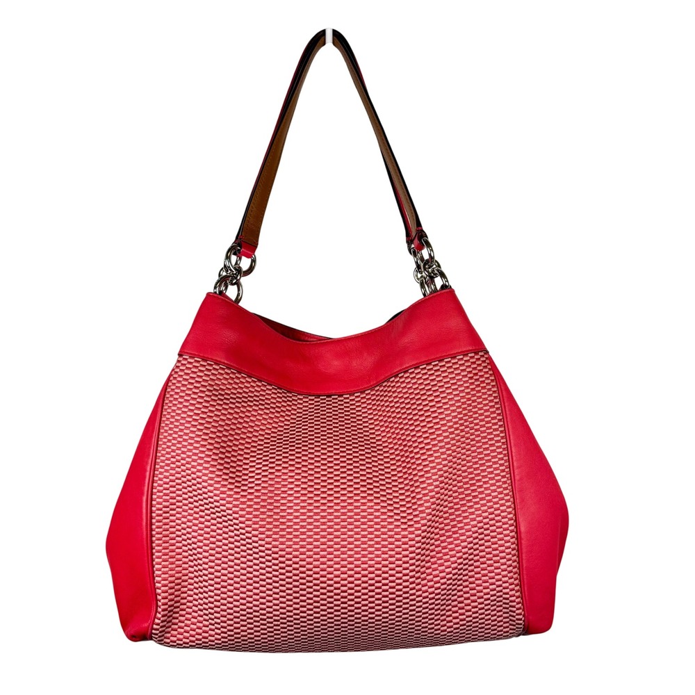Coach Lexy Legacy Jacquard Hot Pink Leather Hobo Barbiecore Shoulder Bag F57540 - Picture 2 of 16